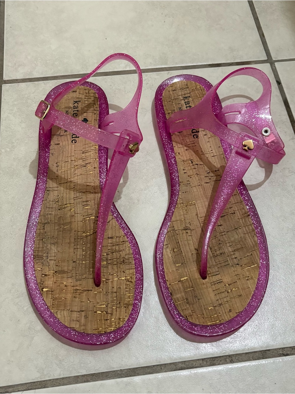 Kate Spade Pink Glitter Sparkle Jelly Thong Sandals